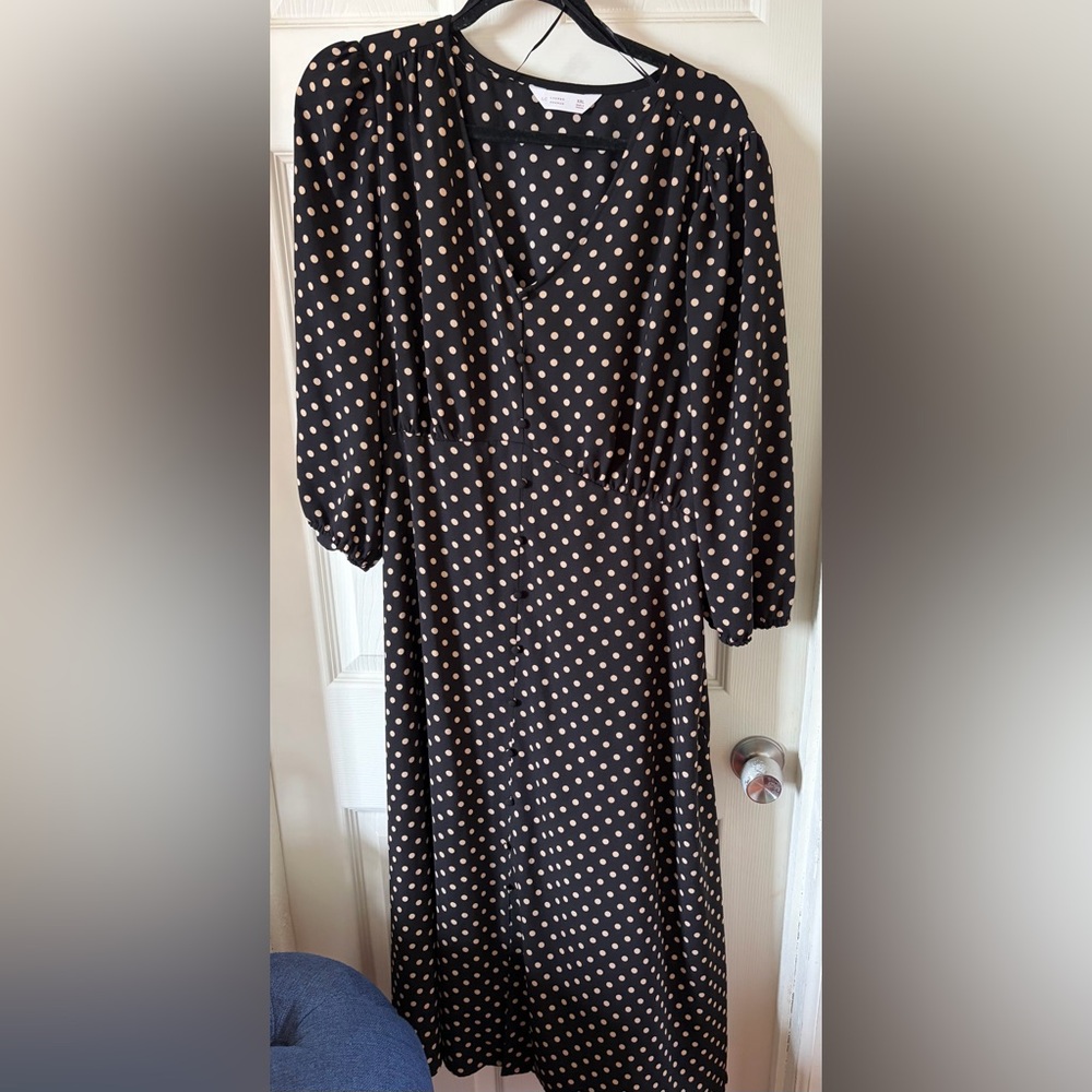 LC Lauren Conrad Black and Cream Polka Dot Dress